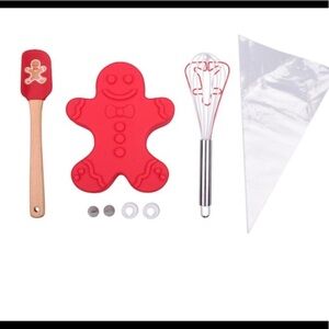 NWT gingerbread baking set 9 pieces Christmas celebrate it! Spatula wisk